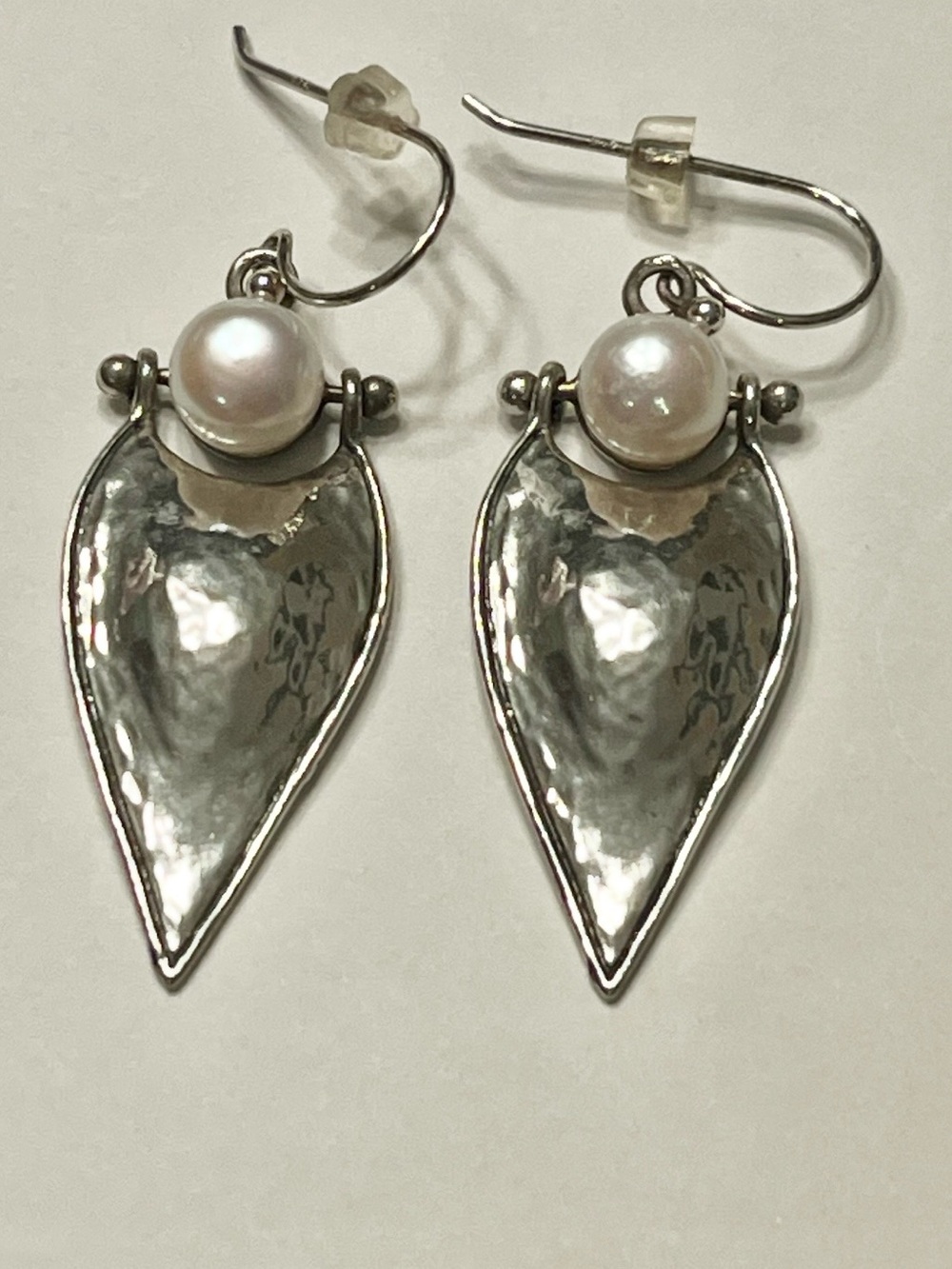 Vintage Israel, 925 Pearl dangle earrings